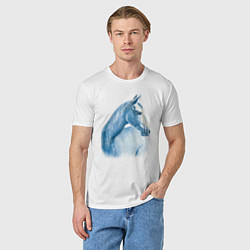 Футболка хлопковая мужская Голубая лошадь, цвет: белый — фото 2