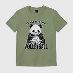 Футболка хлопковая мужская Panda volleyball, цвет: авокадо
