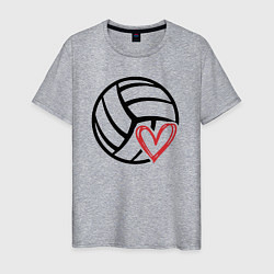 Футболка хлопковая мужская Heart volleyball, цвет: меланж