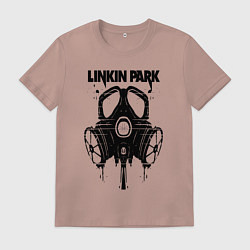 Футболка хлопковая мужская Linkin Park - gas mask, цвет: пыльно-розовый