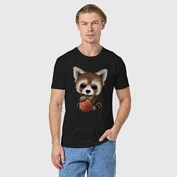 Футболка хлопковая мужская Красная панда баскетболист, цвет: черный — фото 2