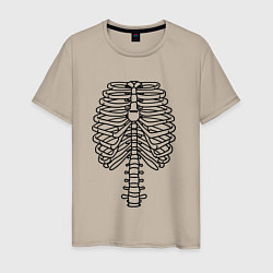 Футболка хлопковая мужская Скелет рентген, цвет: миндальный