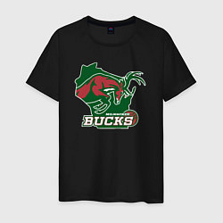 Футболка хлопковая мужская Milwaukee bucks, цвет: черный