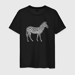 Футболка хлопковая мужская Гравюра зебра в профиль, цвет: черный