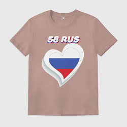 Футболка хлопковая мужская 58 регион Пензенская область, цвет: пыльно-розовый