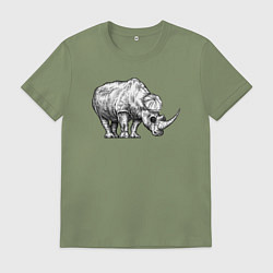 Футболка хлопковая мужская Носорог в кепке, цвет: авокадо