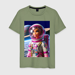 Футболка хлопковая мужская Барби - крутой космонавт, цвет: авокадо