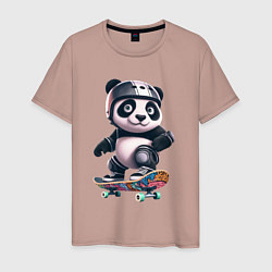 Футболка хлопковая мужская Cool panda on a skateboard - extreme, цвет: пыльно-розовый