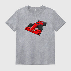 Футболка хлопковая мужская Формула 1 красная, цвет: меланж