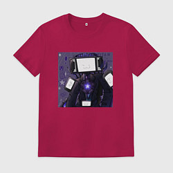 Футболка хлопковая мужская Funny Titan TV Man, цвет: маджента