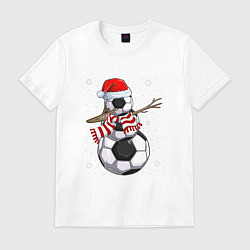 Футболка хлопковая мужская Soccer snowman, цвет: белый