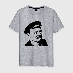 Футболка хлопковая мужская Ленин в кепке, цвет: меланж
