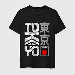 Футболка хлопковая мужская Токио типографика, цвет: черный