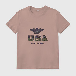 Футболка хлопковая мужская USA Oldschool, цвет: пыльно-розовый