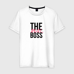 Футболка хлопковая мужская The real boss, цвет: белый