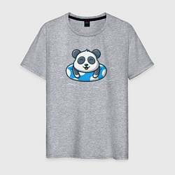 Футболка хлопковая мужская Панда на чиле, цвет: меланж