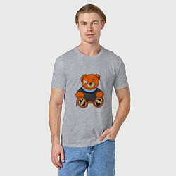 Футболка хлопковая мужская Медведь Вова с пластырем, цвет: меланж — фото 2