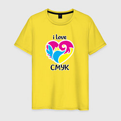 Футболка хлопковая мужская I love cmyk, цвет: желтый