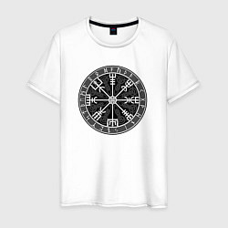 Футболка хлопковая мужская Компас из рун вегвизир, цвет: белый
