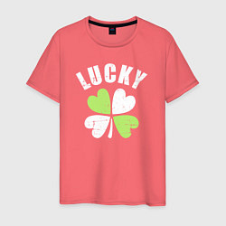 Футболка хлопковая мужская Lucky day, цвет: коралловый