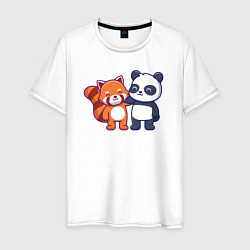 Футболка хлопковая мужская Милые панды, цвет: белый