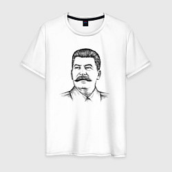 Футболка хлопковая мужская Сталин анфас, цвет: белый
