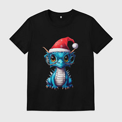 Футболка хлопковая мужская Дракончик в очках, цвет: черный