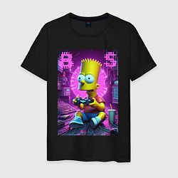 Футболка хлопковая мужская Bart Simpson - cool gamer, цвет: черный