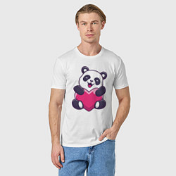 Футболка хлопковая мужская Сердце панды, цвет: белый — фото 2