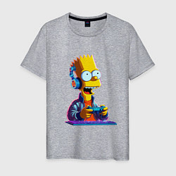 Футболка хлопковая мужская Bart is an avid gamer, цвет: меланж