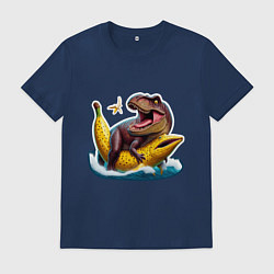 Футболка хлопковая мужская Членозавр Рекс, цвет: тёмно-синий