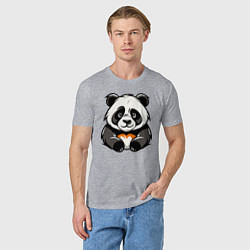 Футболка хлопковая мужская Милая панда лежит, цвет: меланж — фото 2