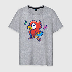 Футболка хлопковая мужская Музыкальный попугайчик, цвет: меланж