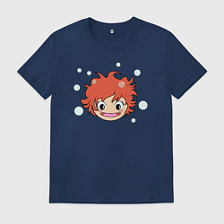 Футболка хлопковая мужская Рыбка Поньо, цвет: тёмно-синий