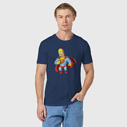 Футболка хлопковая мужская Гомер супермен, цвет: тёмно-синий — фото 2