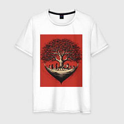 Футболка хлопковая мужская Love tree, цвет: белый