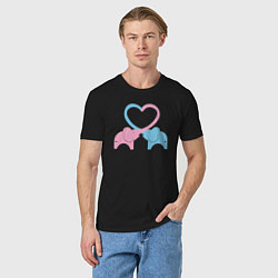 Футболка хлопковая мужская Elephants love, цвет: черный — фото 2