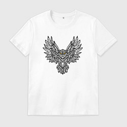 Футболка хлопковая мужская Полёт совы маркером, цвет: белый