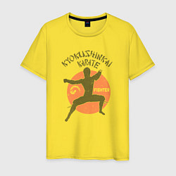 Футболка хлопковая мужская Боец карате кекусинкай, цвет: желтый