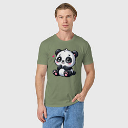 Футболка хлопковая мужская Забавная маленькая панда, цвет: авокадо — фото 2