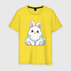 Футболка хлопковая мужская Пушистый аниме кролик, цвет: желтый