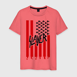 Футболка хлопковая мужская Slayer Flag, цвет: коралловый