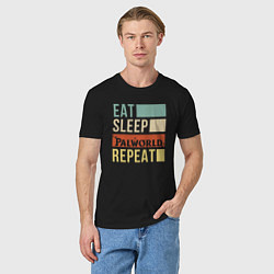 Футболка хлопковая мужская Eat sleep Palworld rpeat, цвет: черный — фото 2