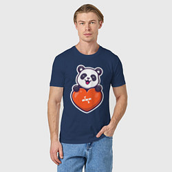 Футболка хлопковая мужская Сердечная панда, цвет: тёмно-синий — фото 2