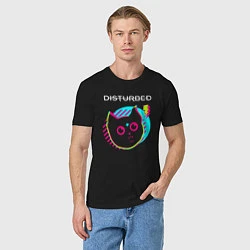 Футболка хлопковая мужская Disturbed rock star cat, цвет: черный — фото 2