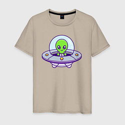 Футболка хлопковая мужская Green alien, цвет: миндальный