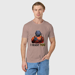 Футболка хлопковая мужская Lethal Company: I want you, цвет: пыльно-розовый — фото 2