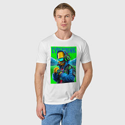 Футболка хлопковая мужская Cyber Bart Simpson - ai art fantasy, цвет: белый — фото 2