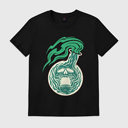 Футболка хлопковая мужская Череп в колбе, цвет: черный