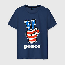 Футболка хлопковая мужская USA peace, цвет: тёмно-синий